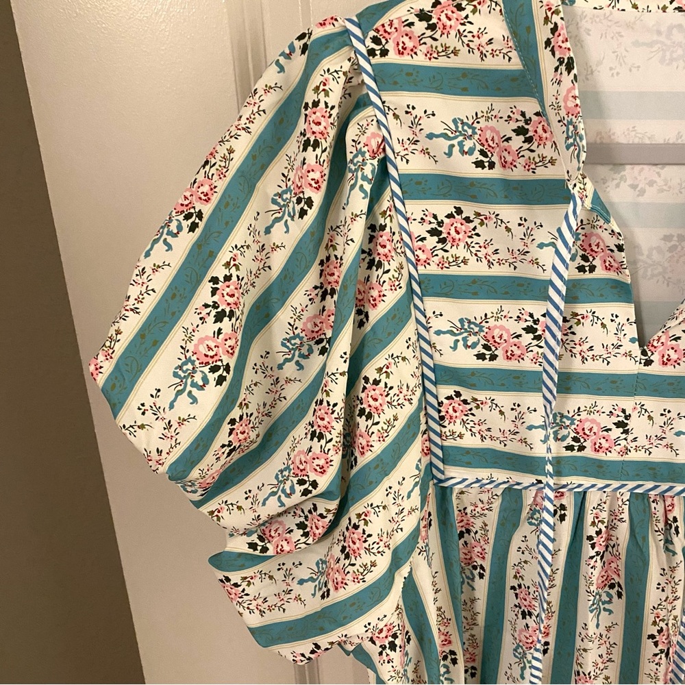 SHEIN Floral Striped Maxi Dress - Green, White, and Pink - Picture 2 of 7